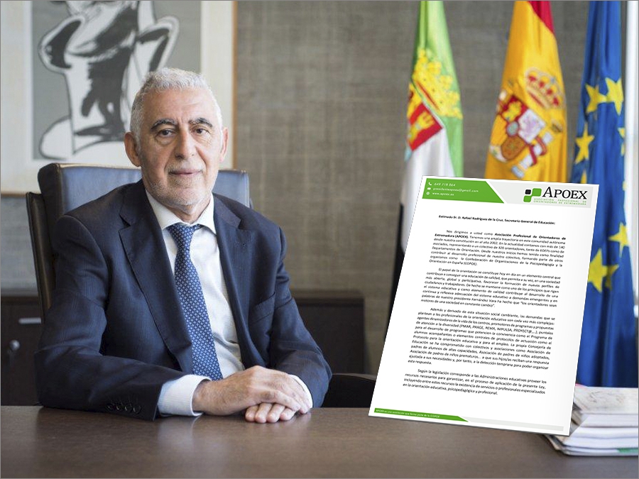 Carta de APOEX al Secretario General de Educaci&oacute;n de la Junta de Extremadura, D. Rafael Rodr&iacute;guez de la Cruz