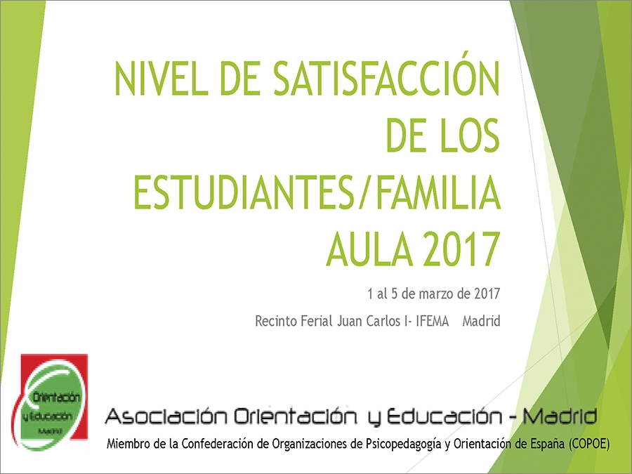 Encuesta de satisfacci&oacute;n del trabajo realizado por la Asociaci&oacute;n Orientaci&oacute;n y Educaci&oacute;n Madrid en Aula 2017
