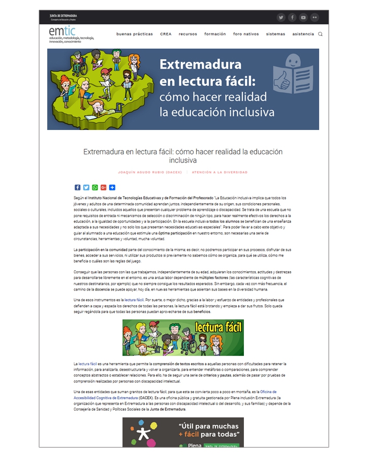 "Extremadura en lectura f&aacute;cil: c&oacute;mo hacer realidad la educaci&oacute;n inclusiva", por Joaqu&iacute;n Agudo