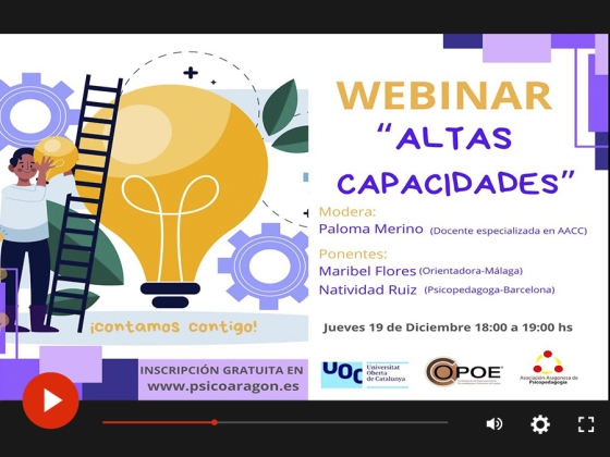 V&iacute;deo del webinar organizado por UOC y COPOE "Altas capacidades"
