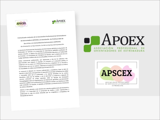 Comunicado conjunto de APOEX y APSCEX (Asociaci&oacute;n de Profesorado de Servicios a la Comunidad de Extremadura)