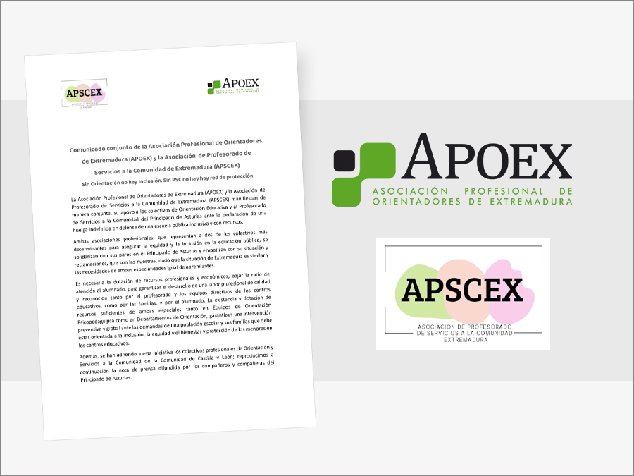 Comunicado conjunto de APOEX y APSCEX (Asociaci&oacute;n de Profesorado de Servicios a la Comunidad de Extremadura)